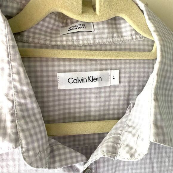CALVIN KLEIN‎ Checkered Button Down Large - Picture 2 of 4